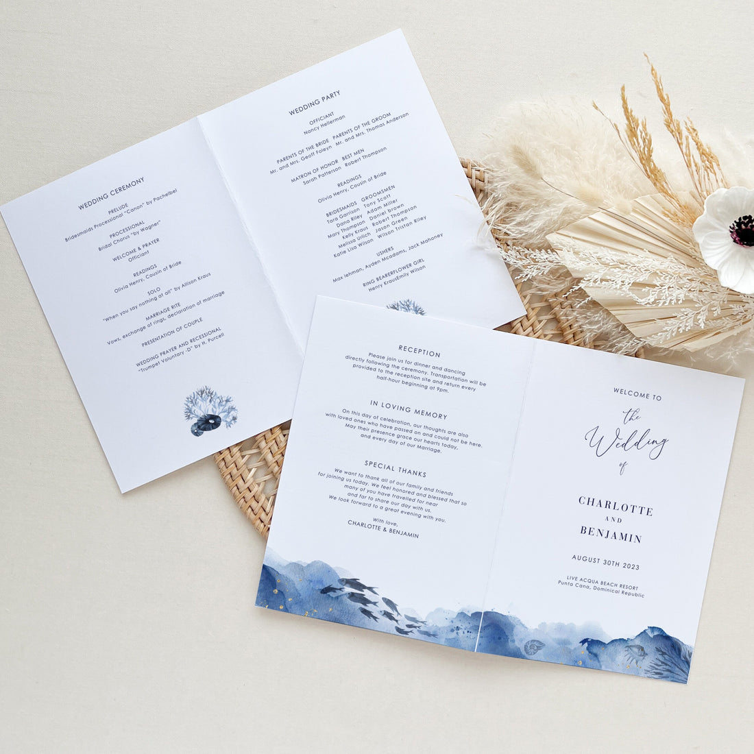 YLENIA Ocean Wedding Program Template