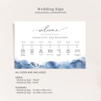 YLENIA Ocean Wedding Sign with Timeline