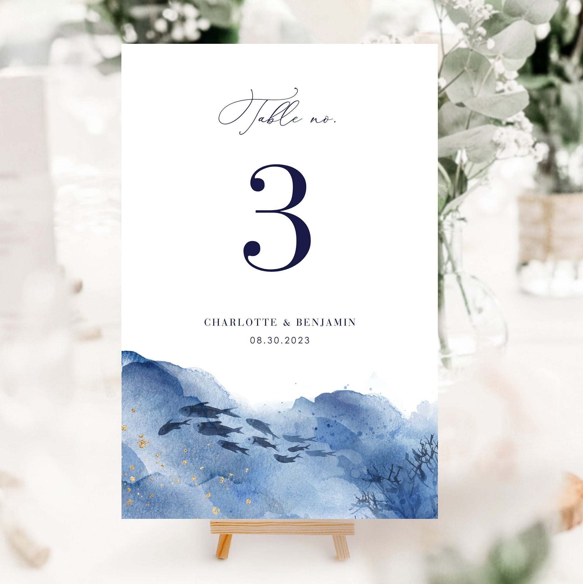 YLENIA Ocean Wedding Table Numbers Printable