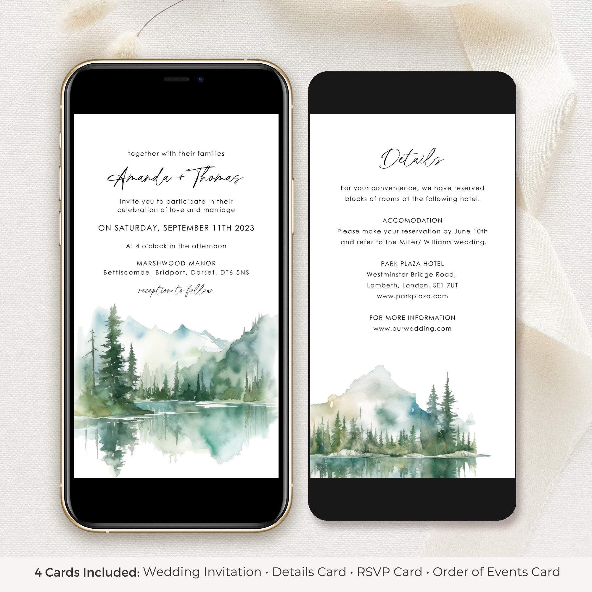 ARNA Digital Card for Wedding with Mountains