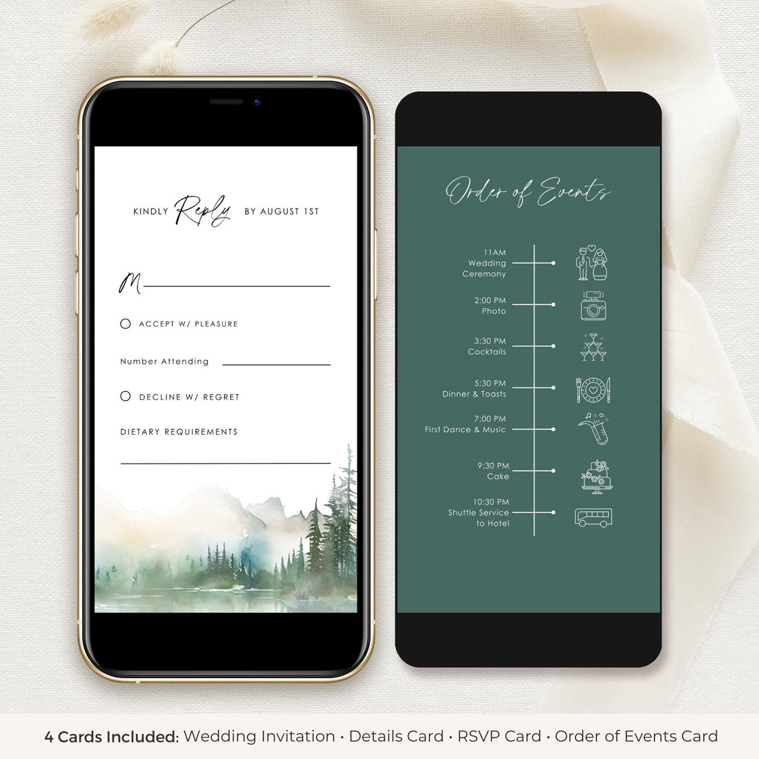 ARNA Digital Card for Wedding with Mountains