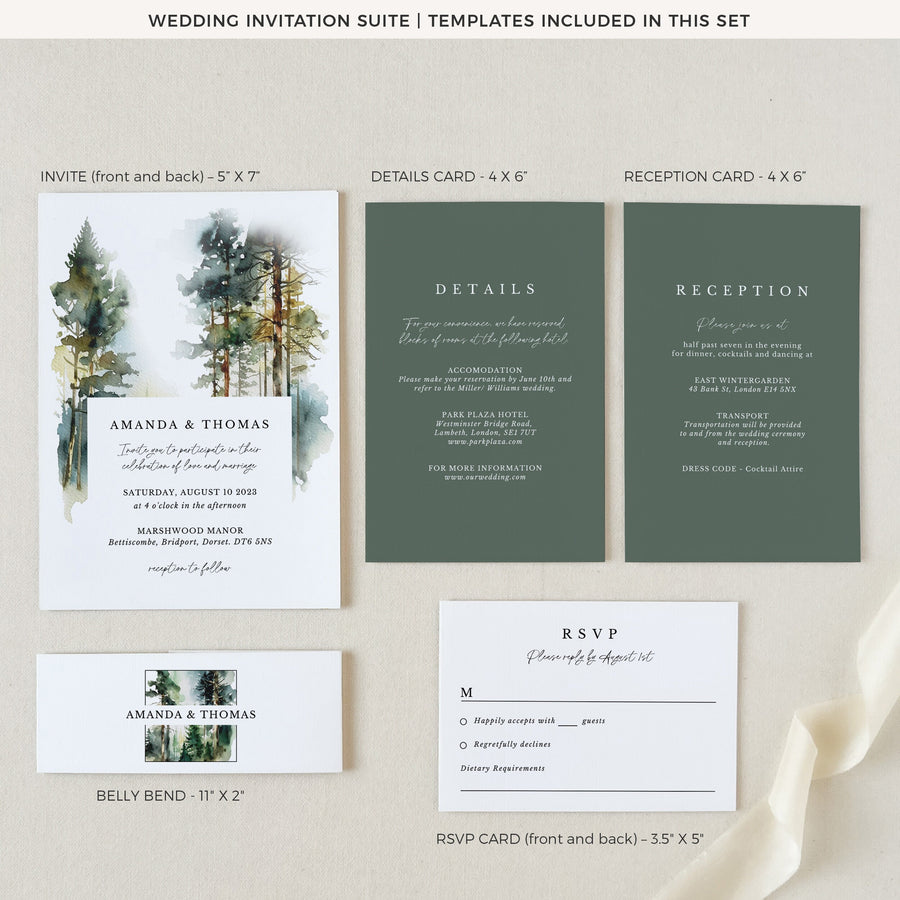 GAIA Forest Wedding Invitation Template Set