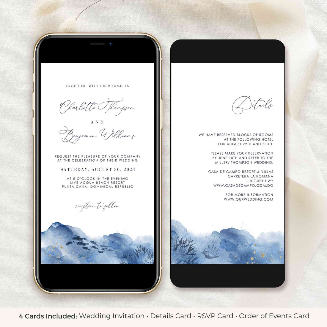 YLENIA Ocean Wedding Invitation Digital Template