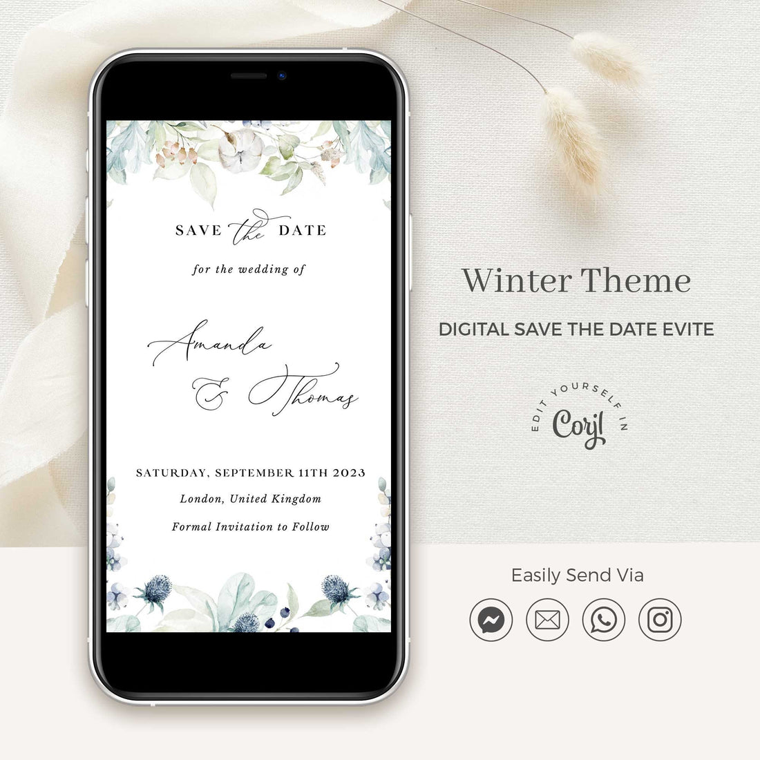 BIANCA Winter Wedding Save the Date Digital Evite