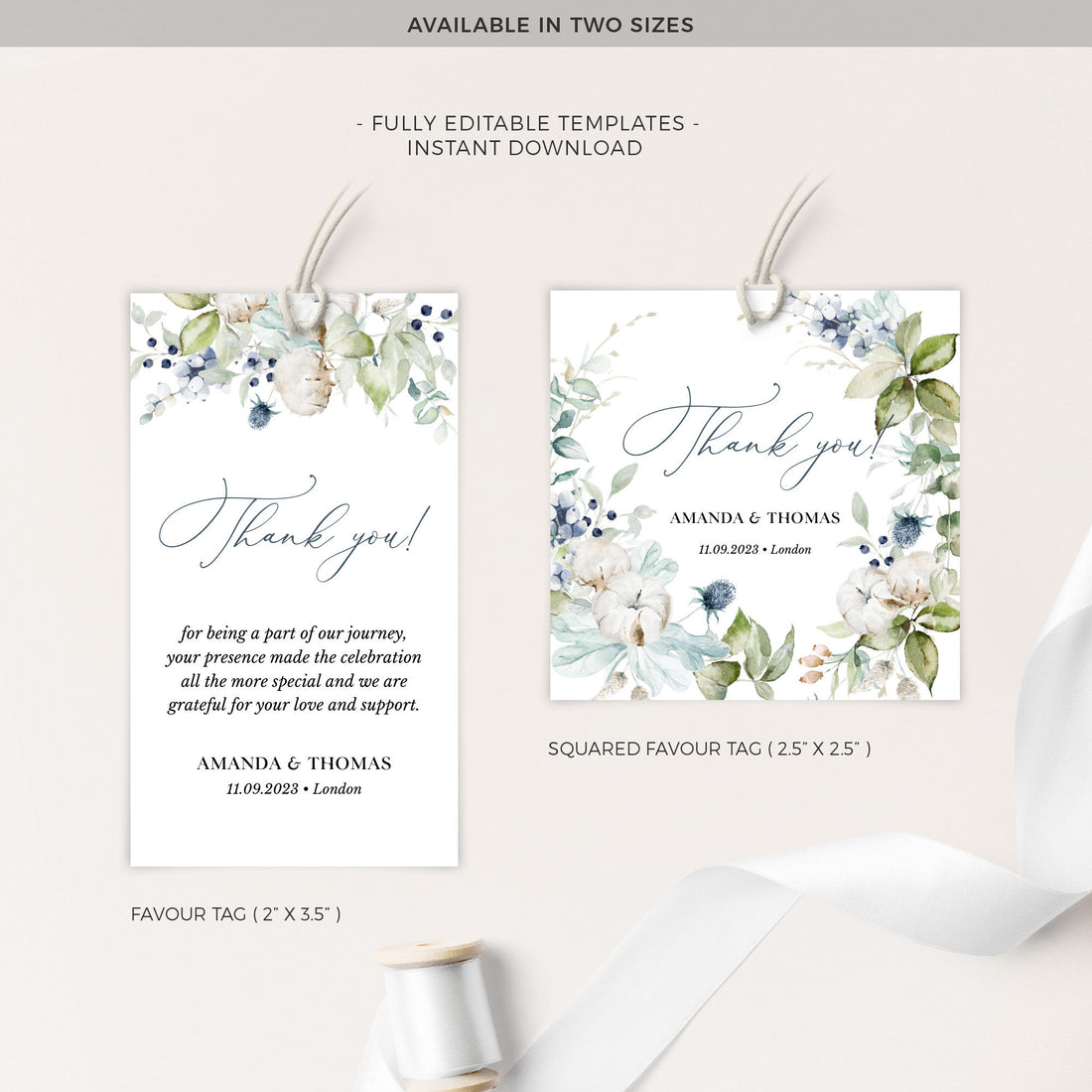 BIANCA Printable Thank You Tags for Favours