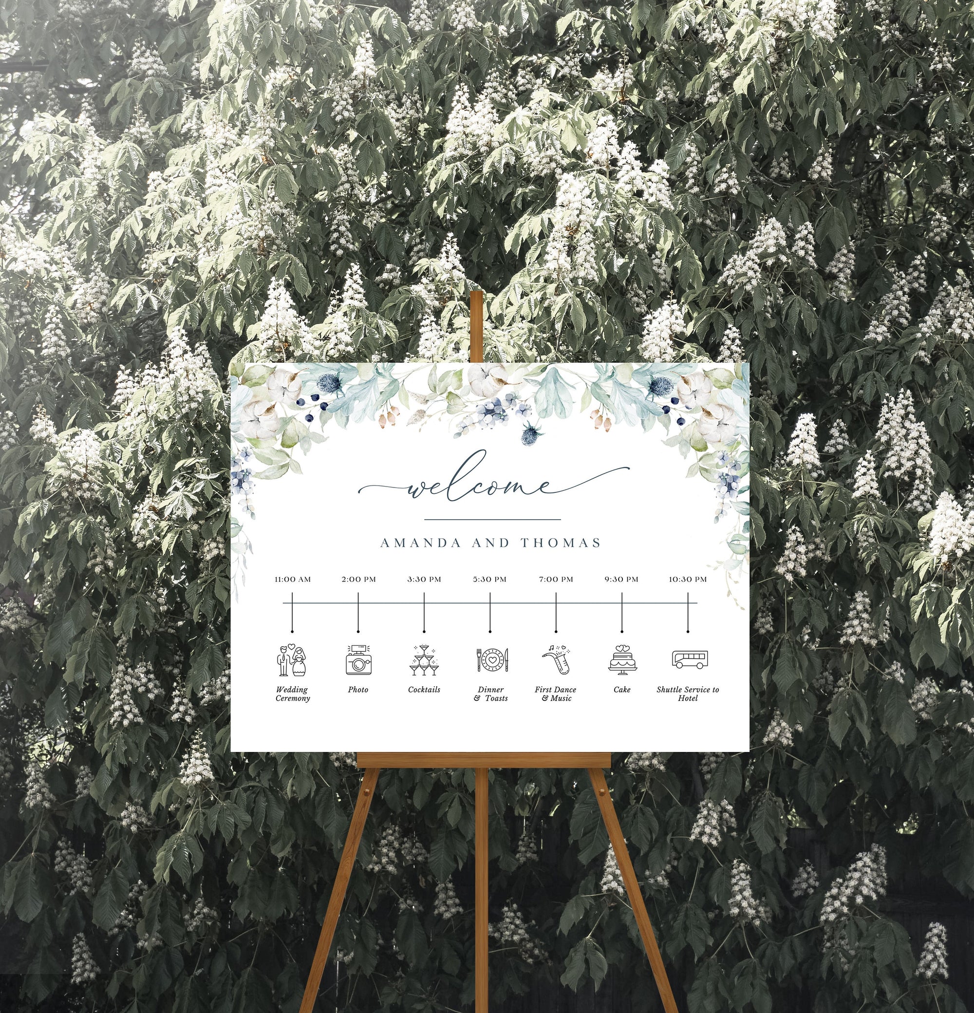 BIANCA Dusty Blue Wedding Sign Template