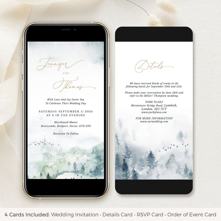 ARNA Digital Wedding Invitation Winter Wedding