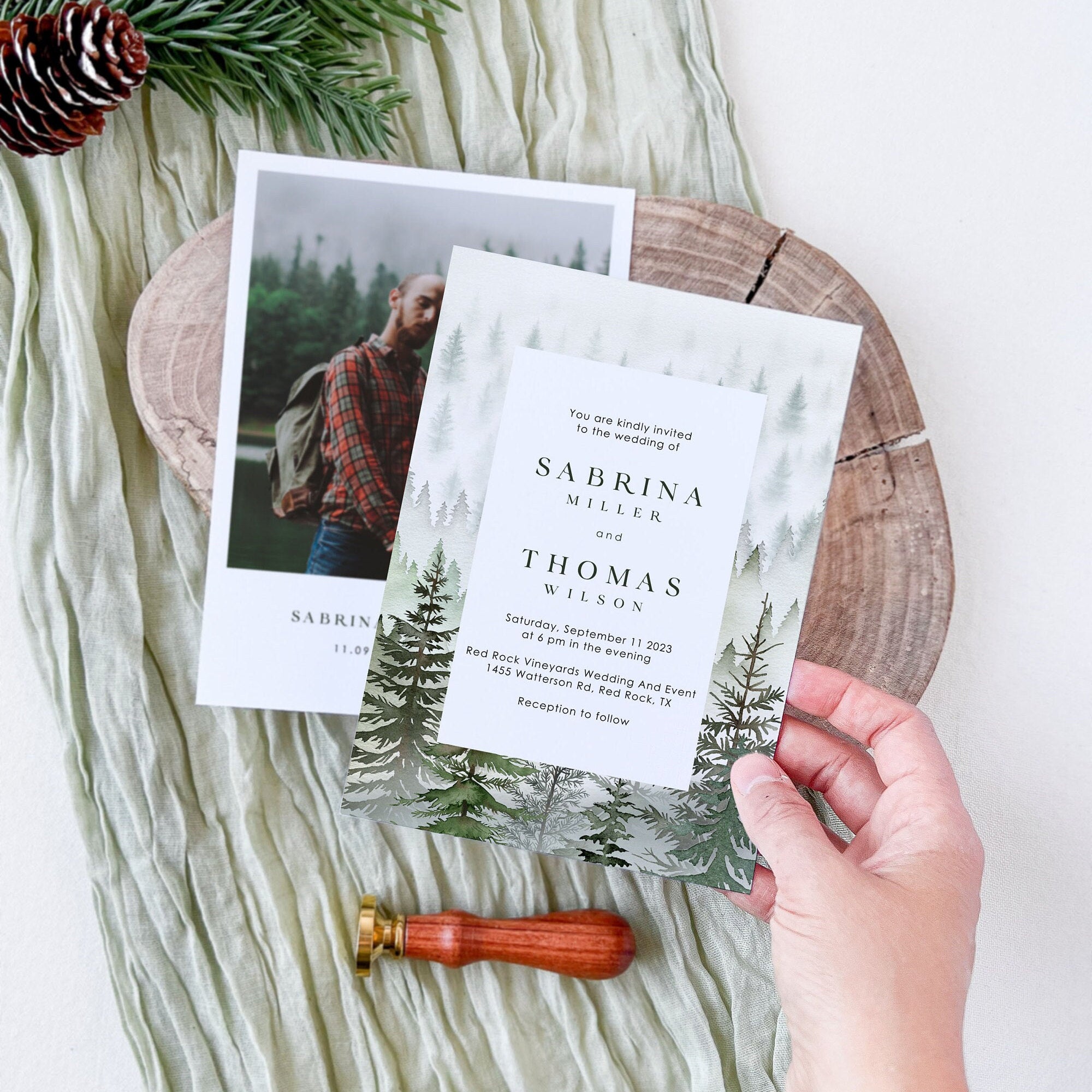 GAIA Mountain Wedding Invitation Card Template