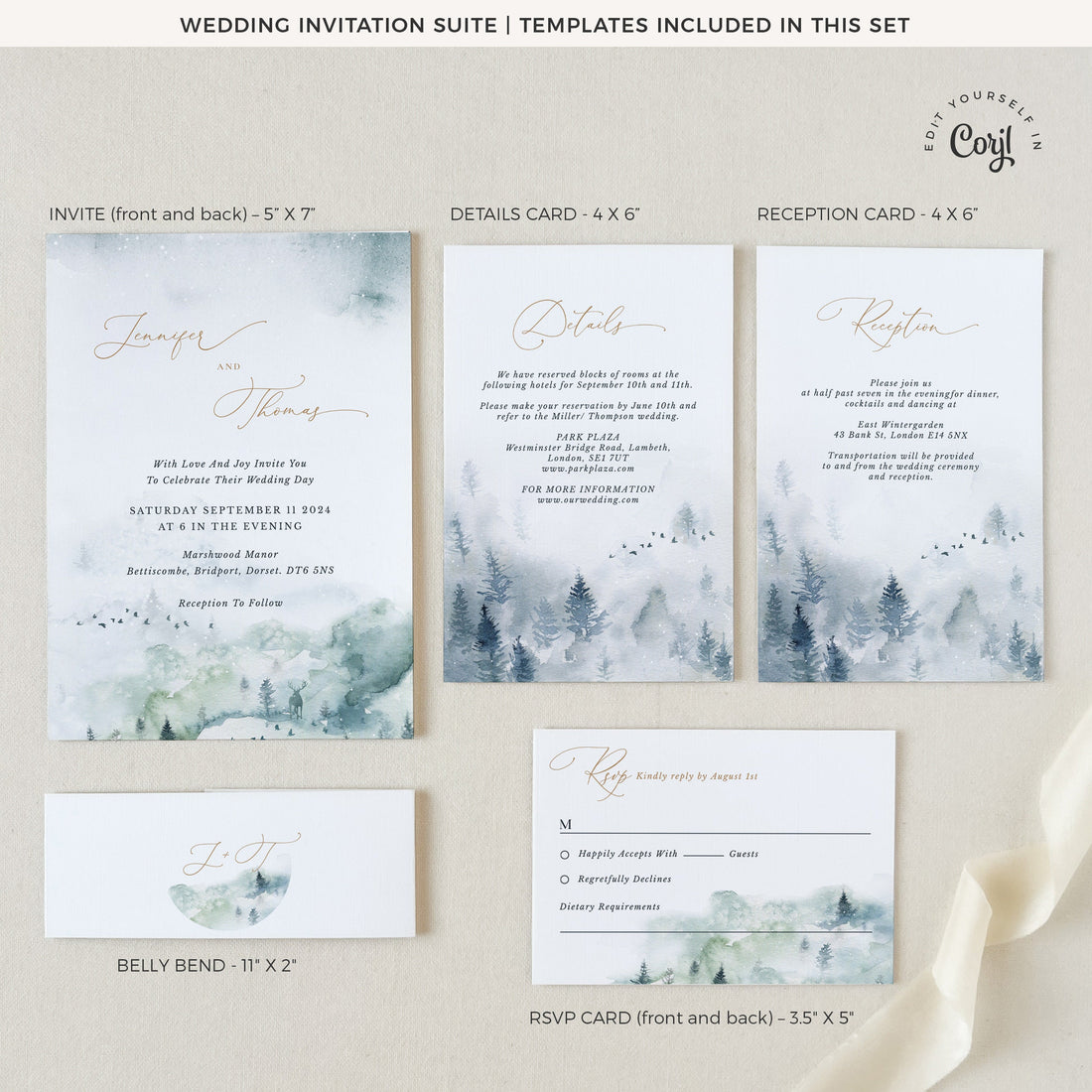 ARNA Winter Wedding Invitation Template Set