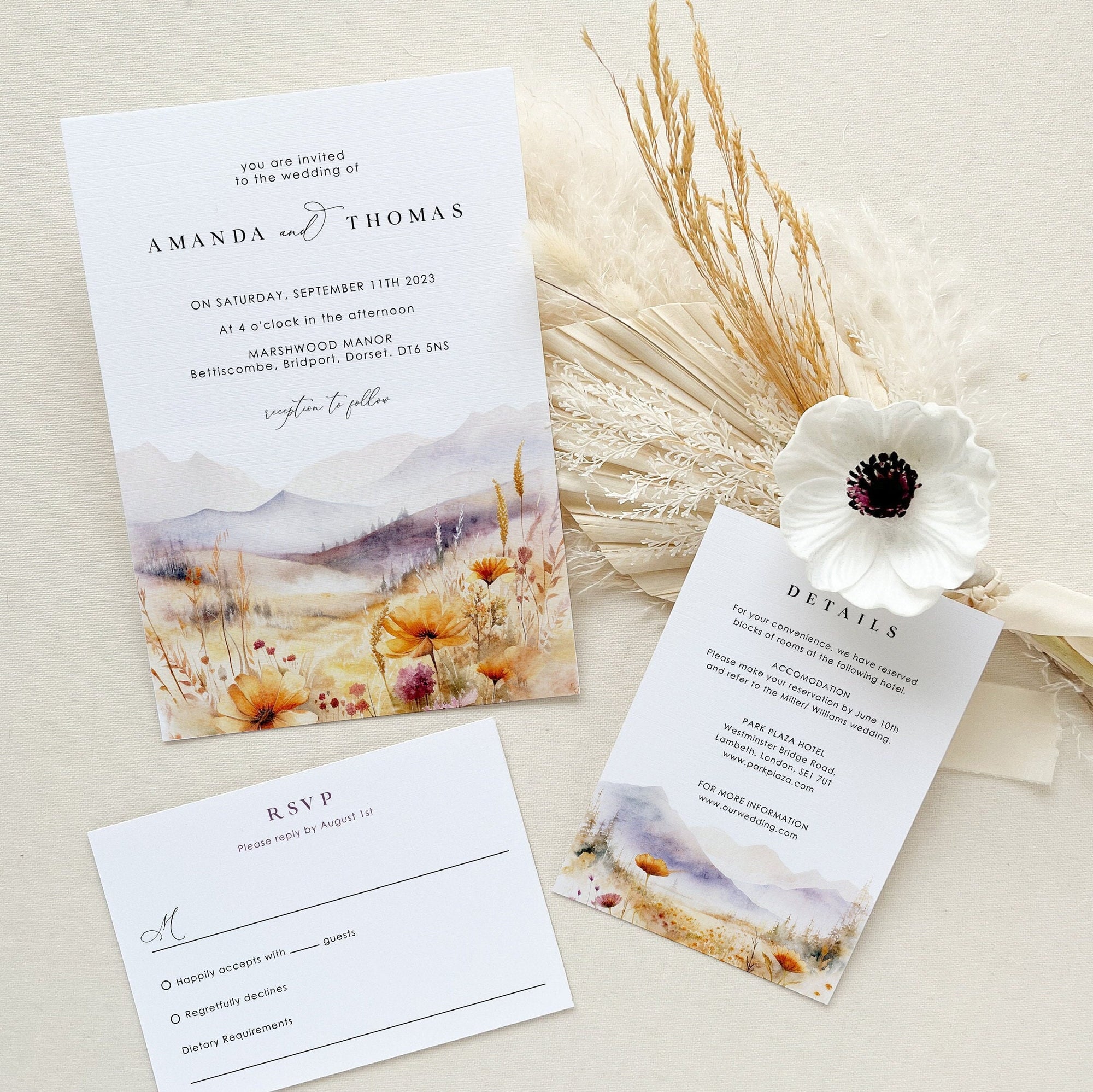 ARNA Wildflower Wedding Invitation Suite Template