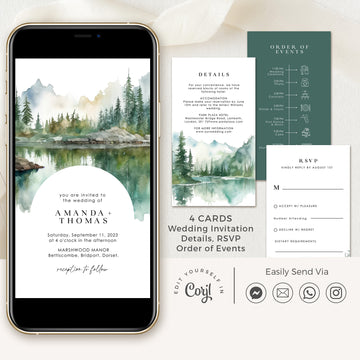 ARNA Digital Marriage Invitation Card with Mountains