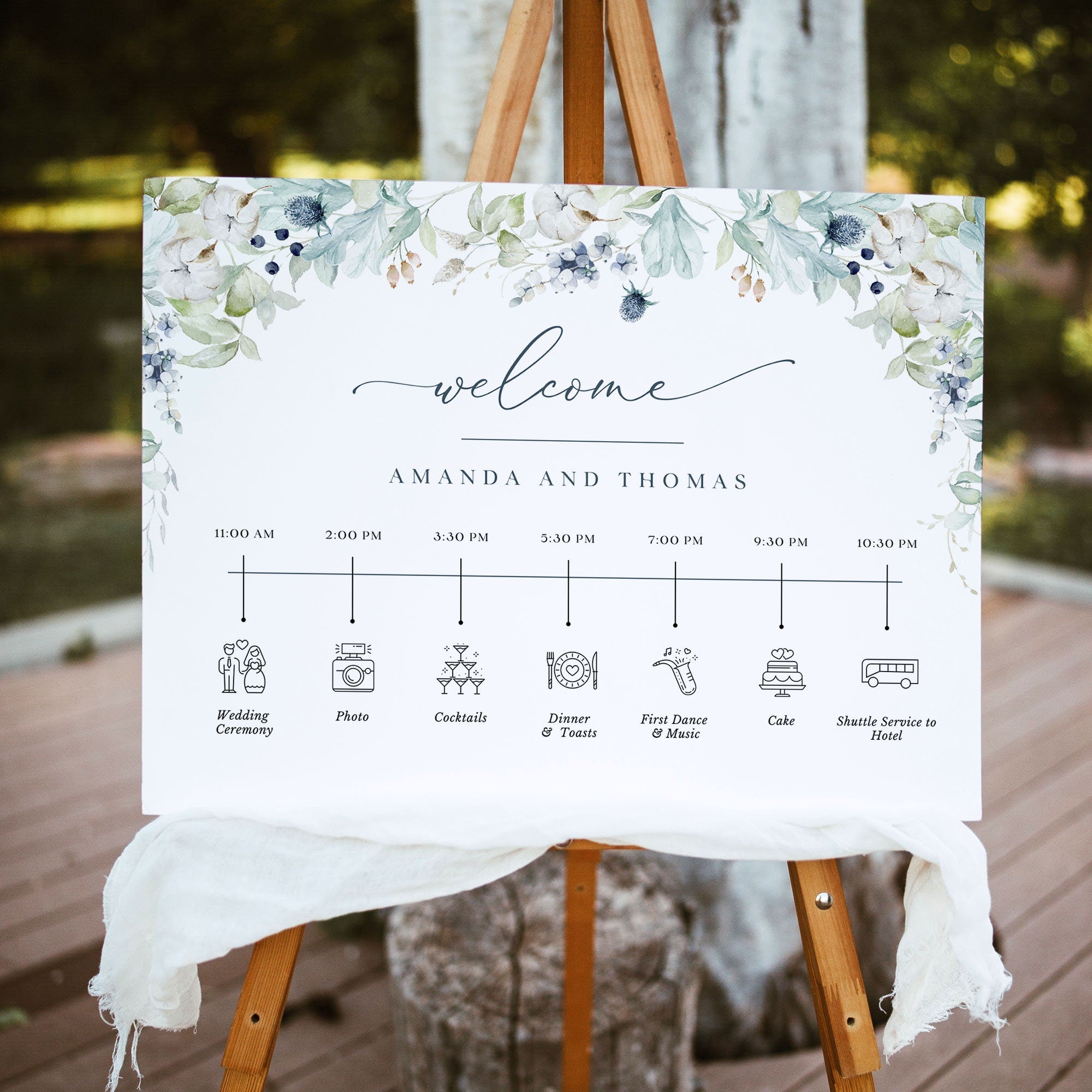 BIANCA Dusty Blue Wedding Sign Template