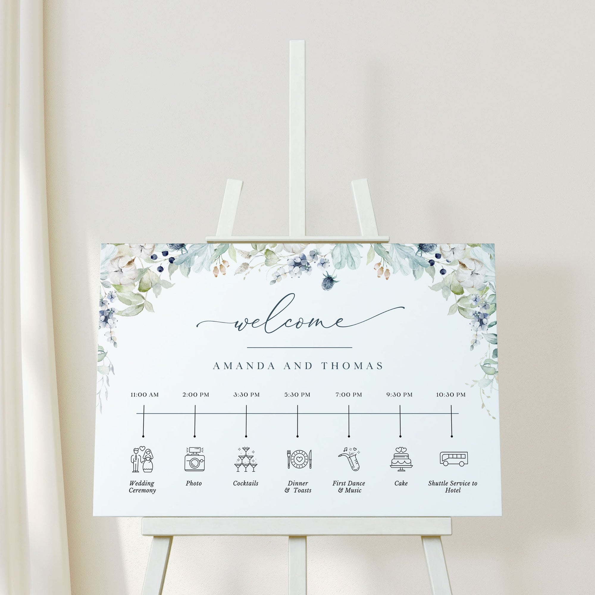 BIANCA Dusty Blue Wedding Sign Template