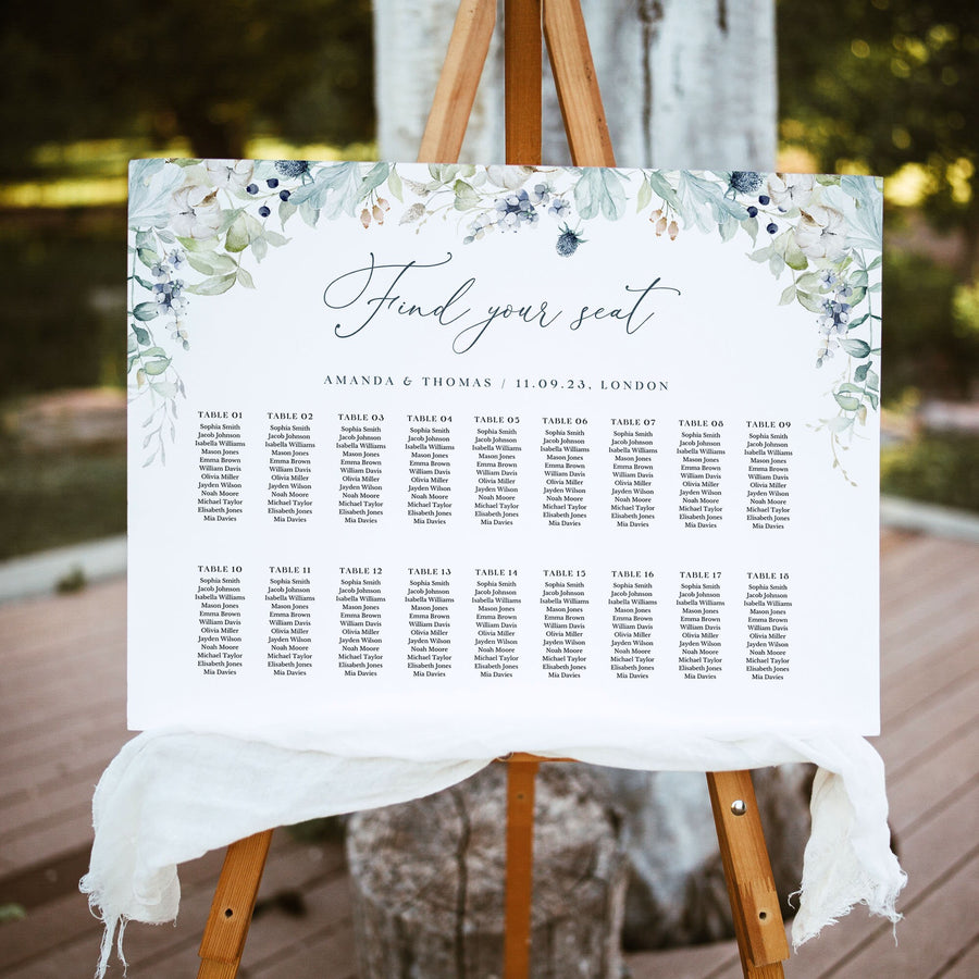 BIANCA Winter Wedding Seating Chart Template