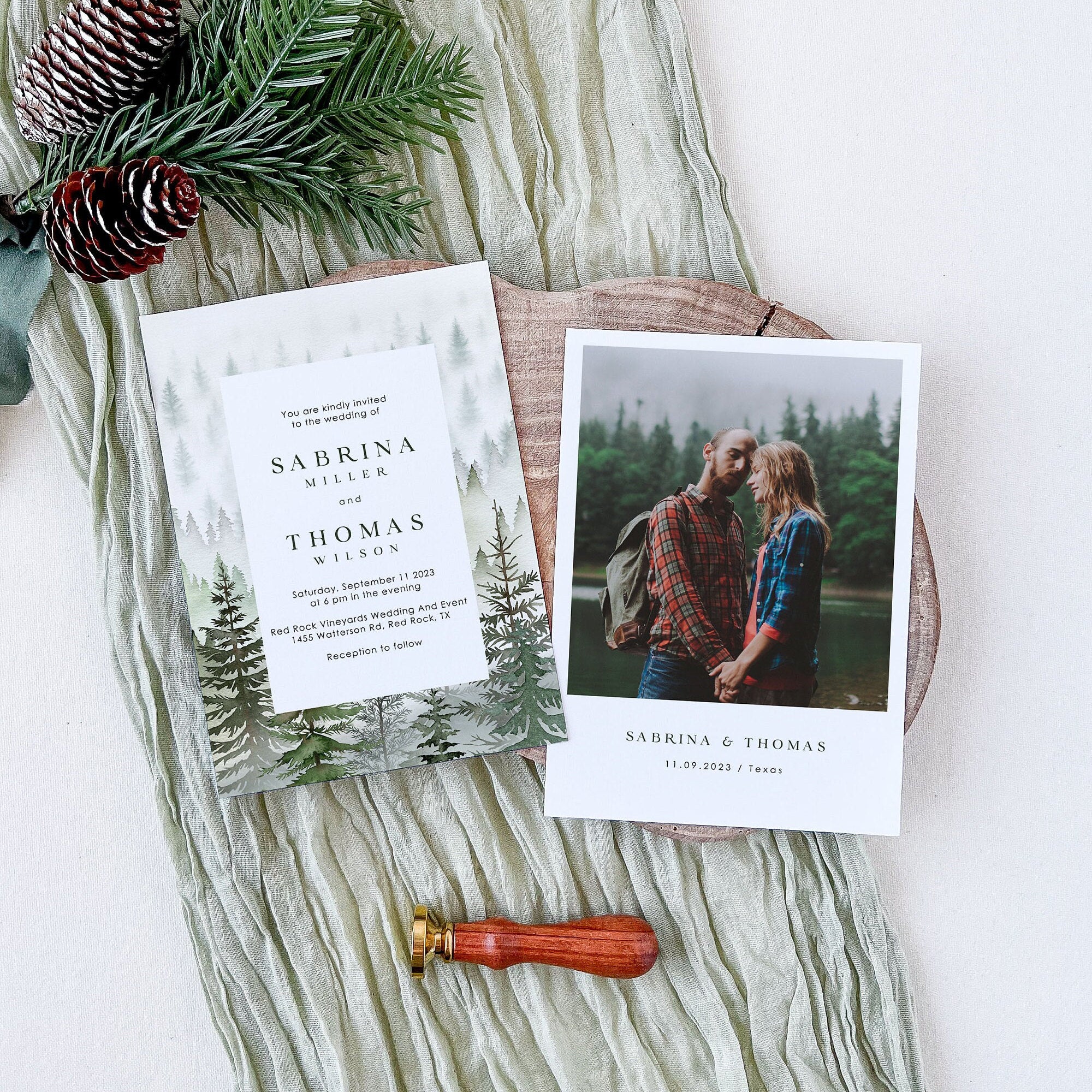 GAIA Mountain Wedding Invitation Card Template