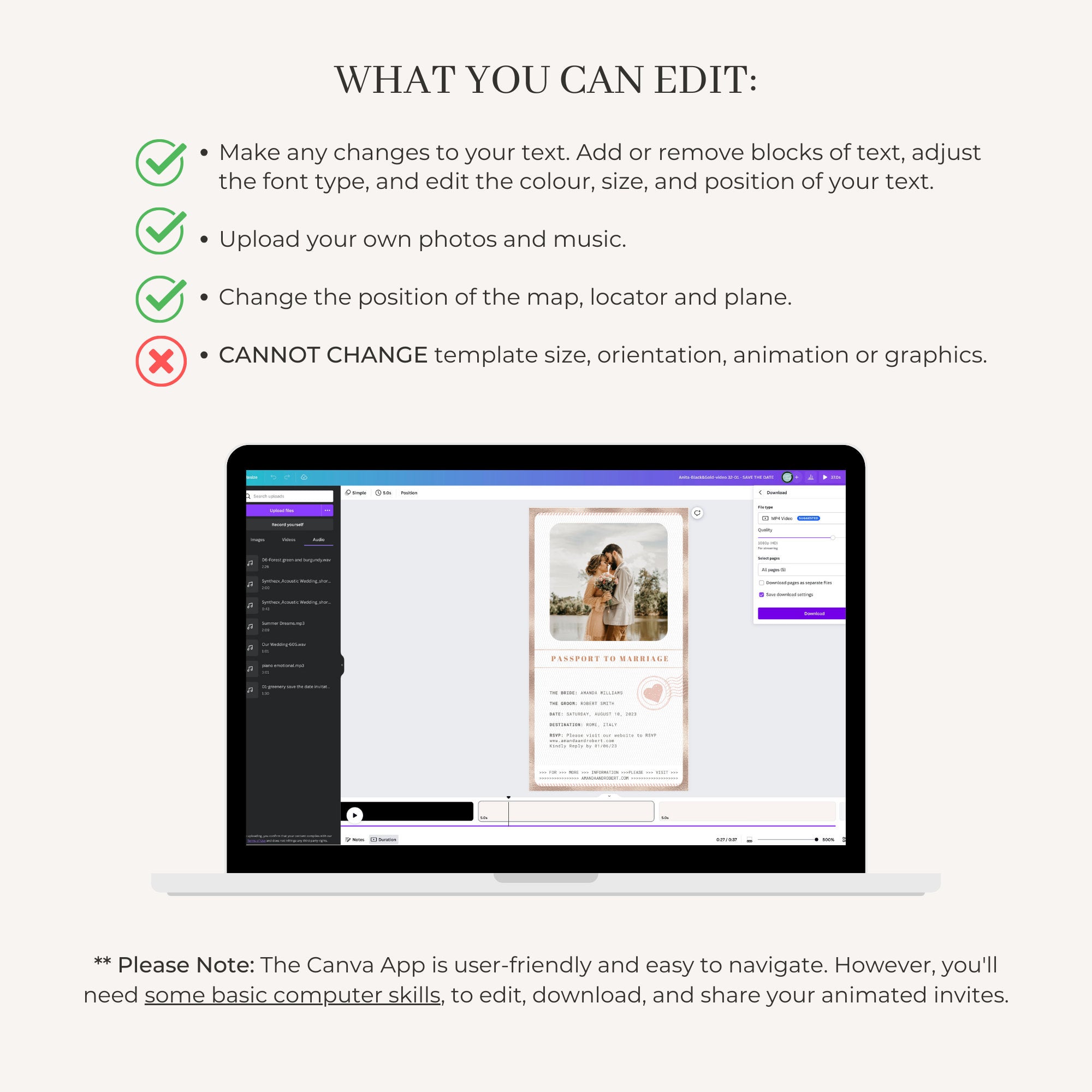Rose Gold Passport Save the Date Video Template