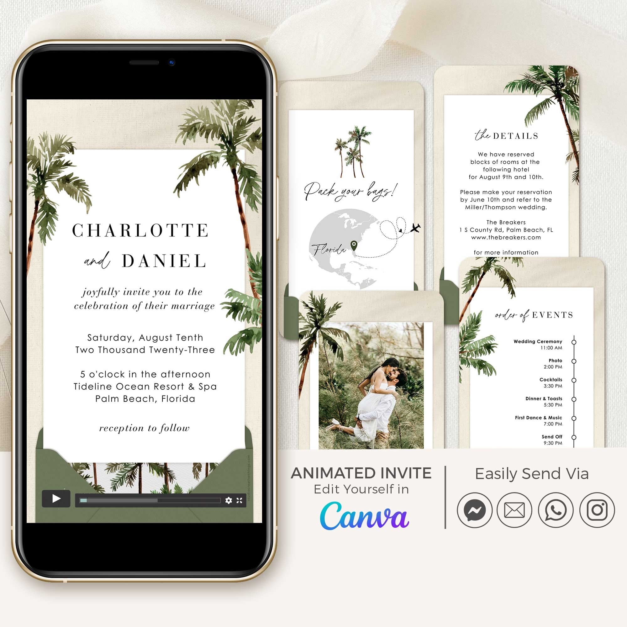 Tropical Destination Wedding Invitation Video Template