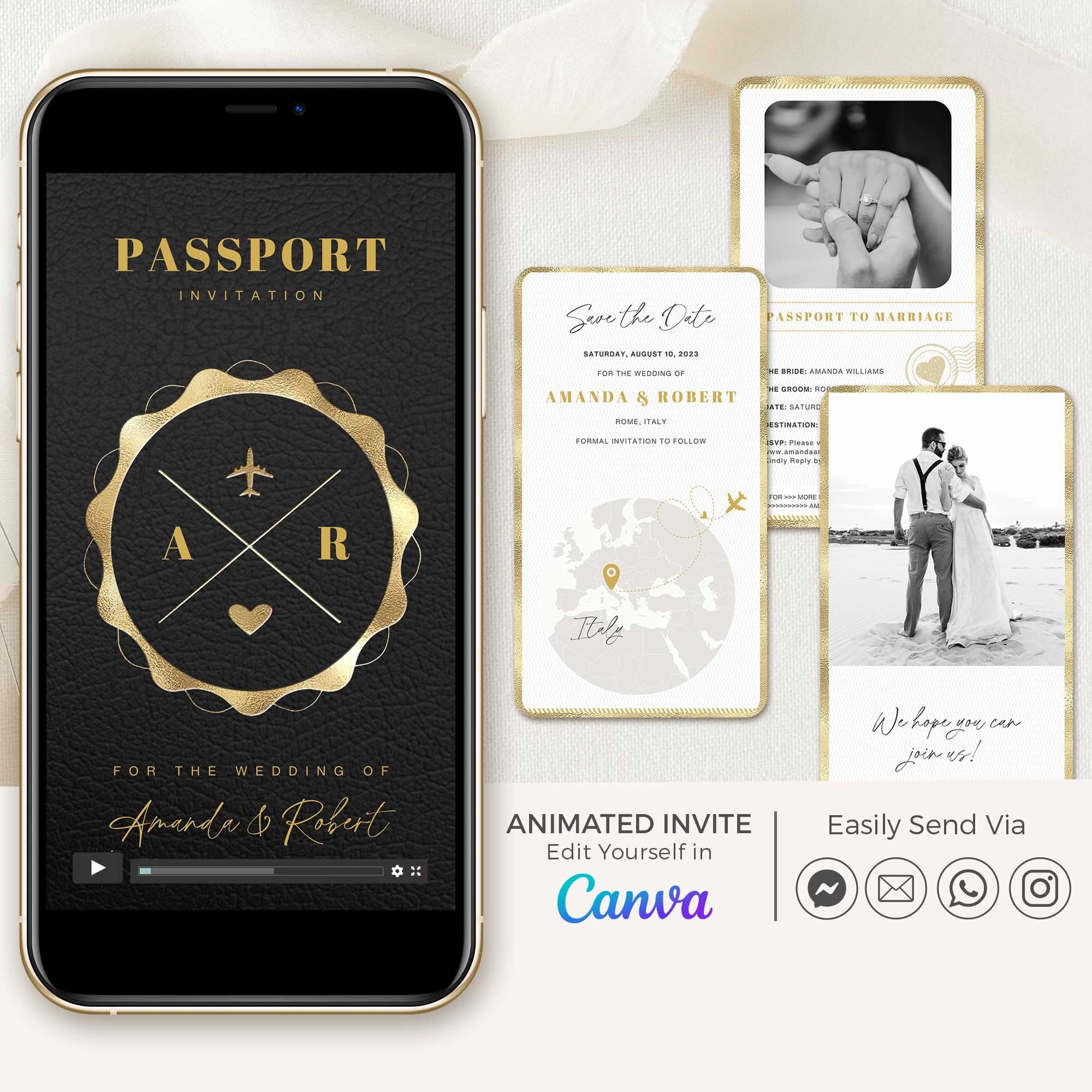 Black Passport Save the Date Video Template