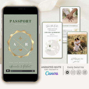 Sage Green Passport Save the Date Video Template