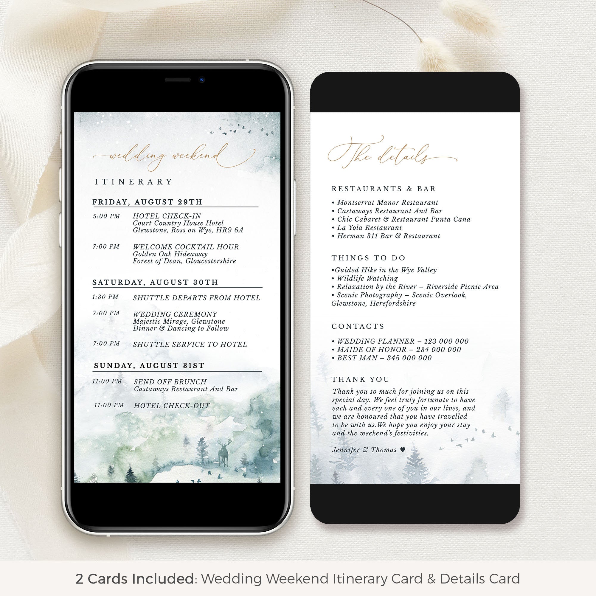 ARNA Electronic Wedding Weekend Itinerary Template