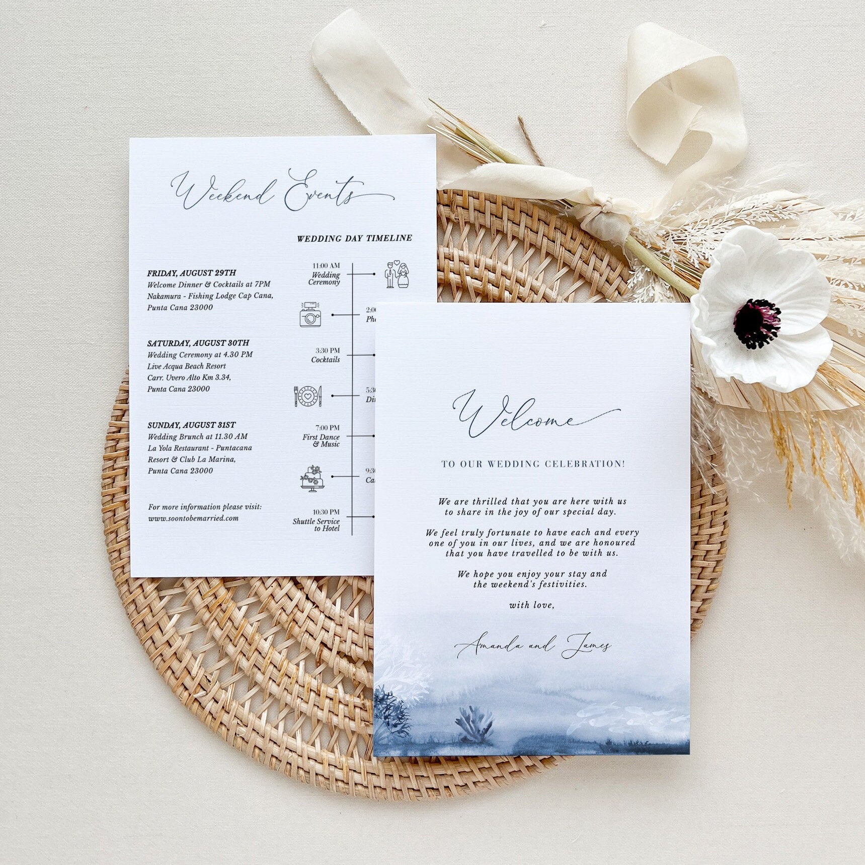 ALYSSA Destination Wedding Welcome Letter & Itinerary Template
