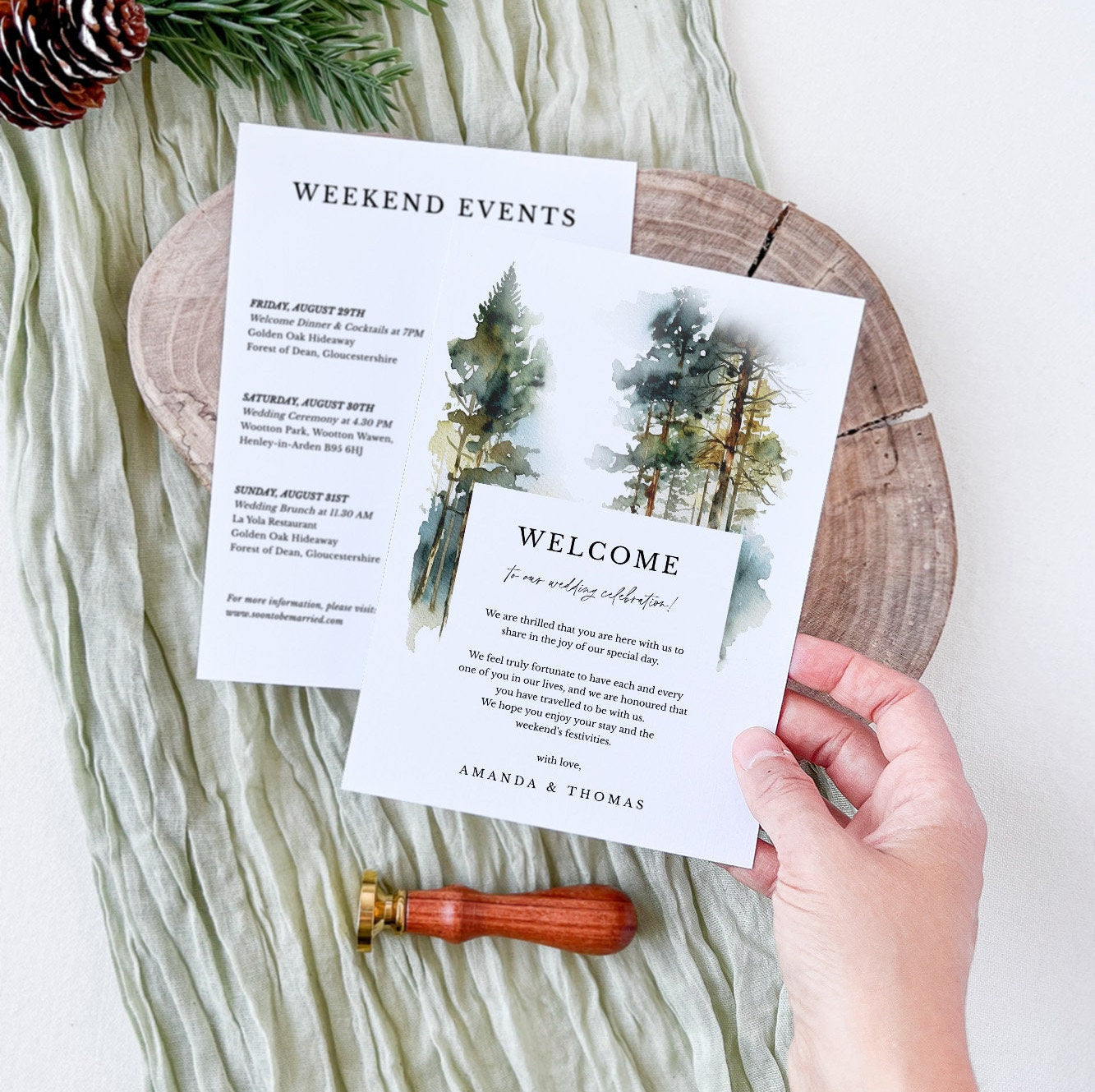 GAIA Forest Wedding Itinerary Template for Guest &amp; Welcome Letter