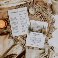 ARNA Mountain Wedding Welcome Letter Template with Itinerary