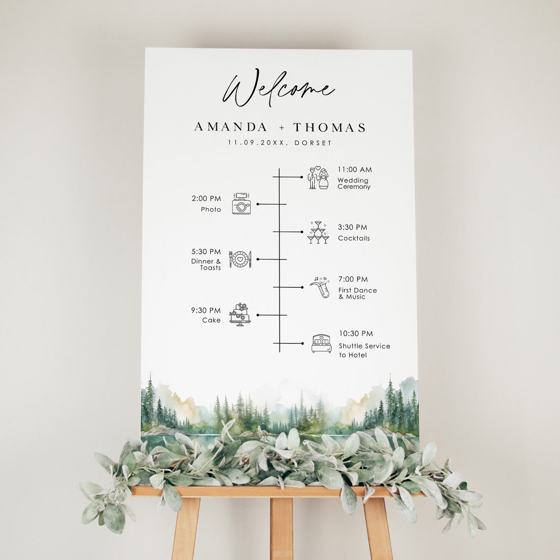 ARNA Mountain Wedding Timeline Sign Template