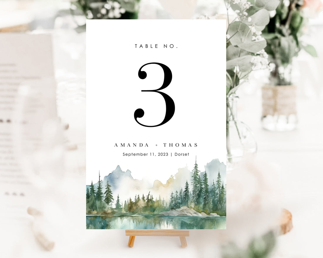 ARNA Mountain Wedding Table Numbers Printable