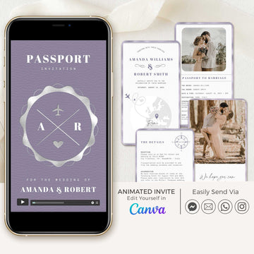 Purple Passport Wedding Invitation Video Template