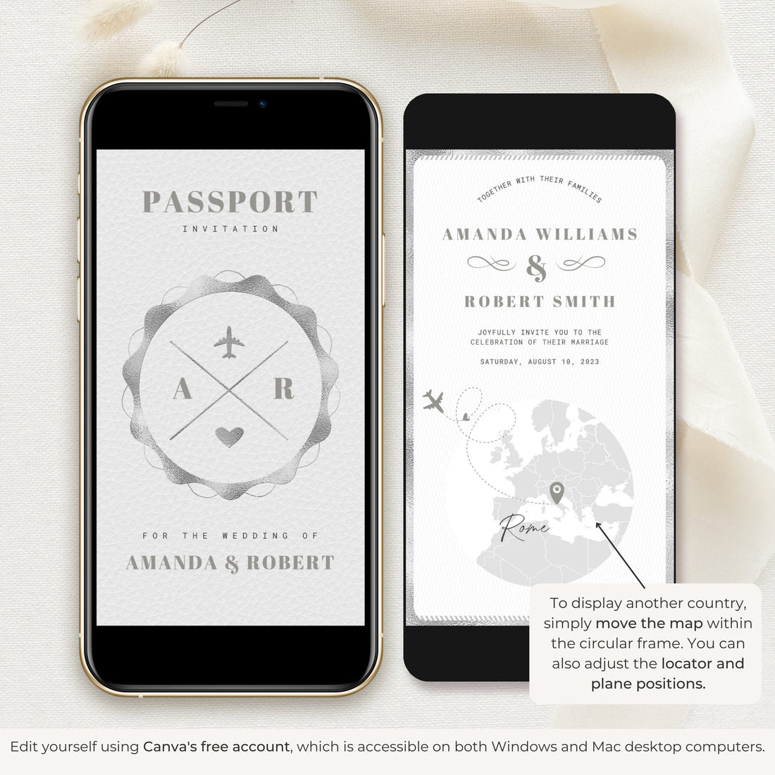 Silver Passport Wedding Invitation Video Template