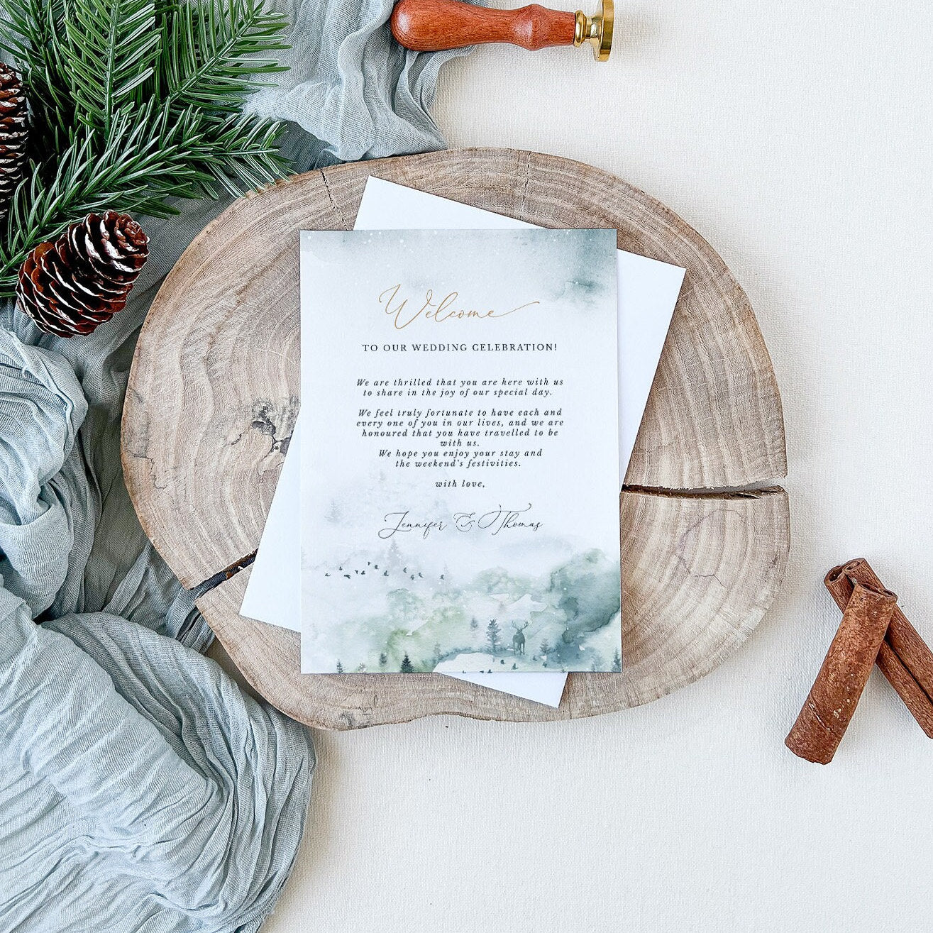 ARNA Mountain Wedding Welcome Bag Itinerary Template