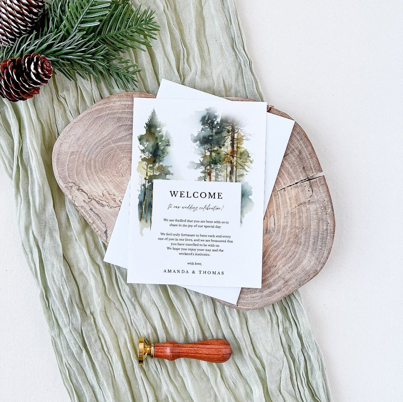 GAIA Forest Wedding Itinerary Template for Guest & Welcome Letter