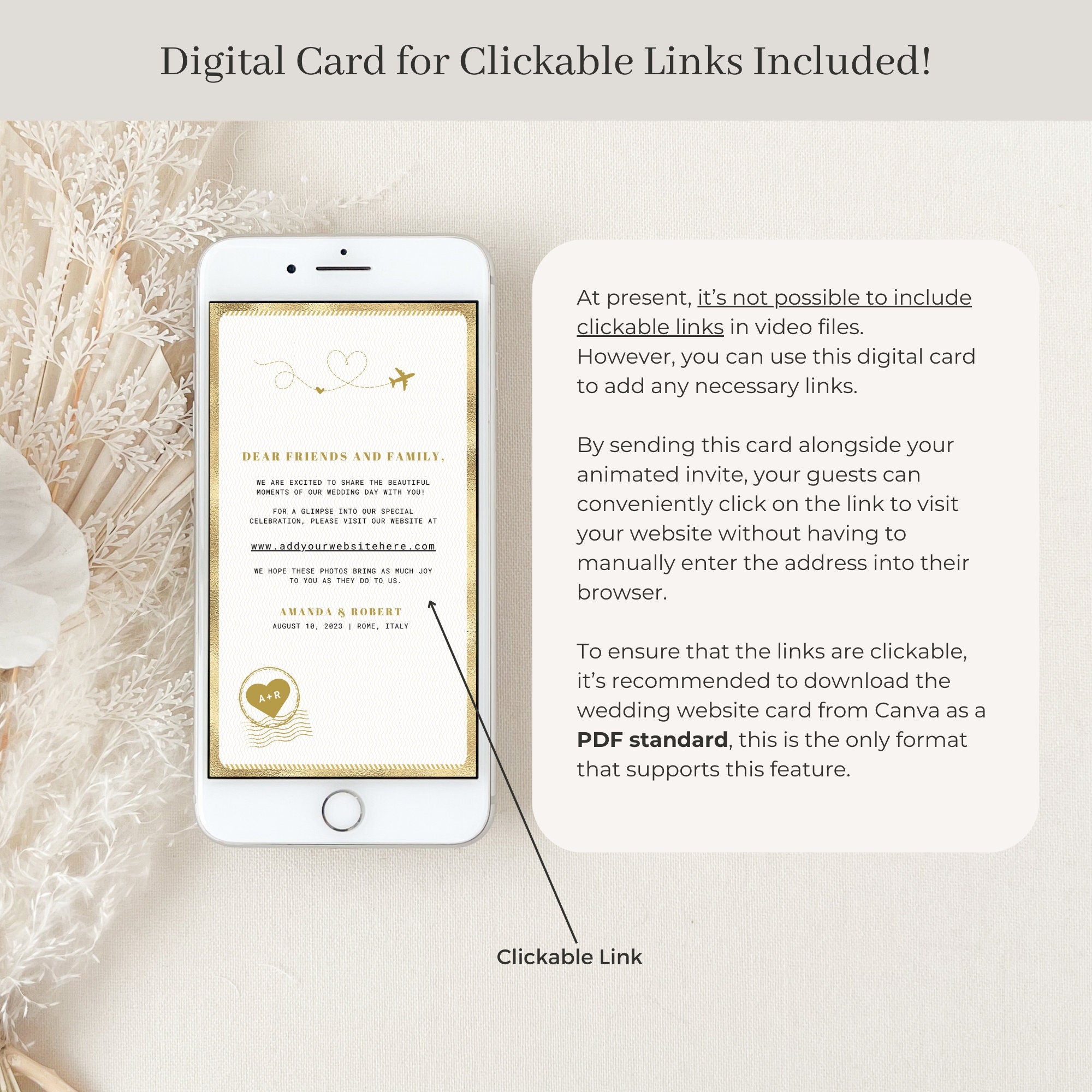White Passport Theme Wedding Thank You Card Video Template