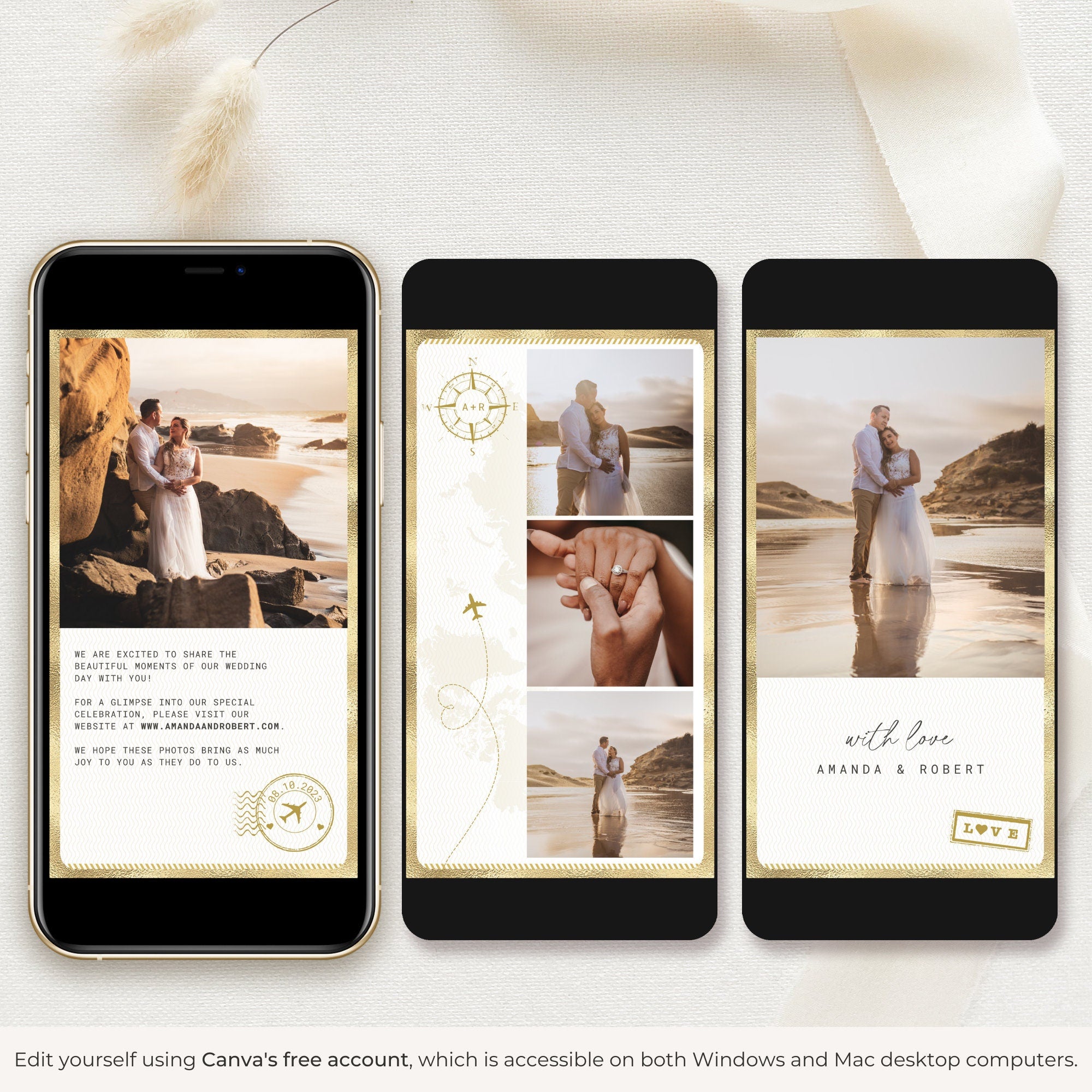 White Passport Theme Wedding Thank You Card Video Template