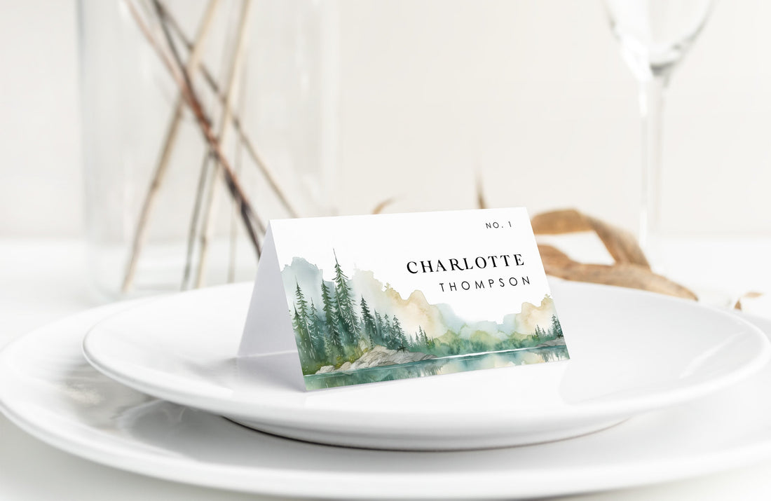 ARNA Mountain Wedding Place Cards with Meal Choice