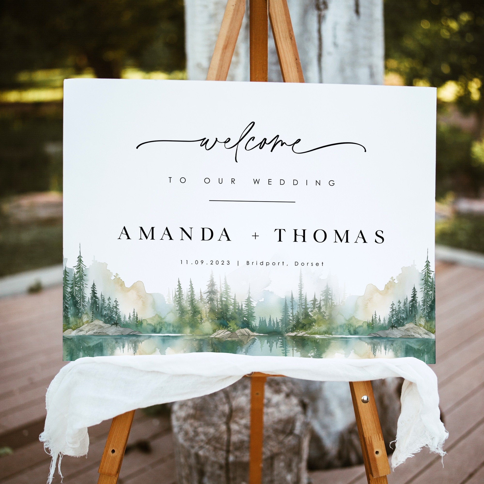 ARNA Mountain Welcome Sign Wedding