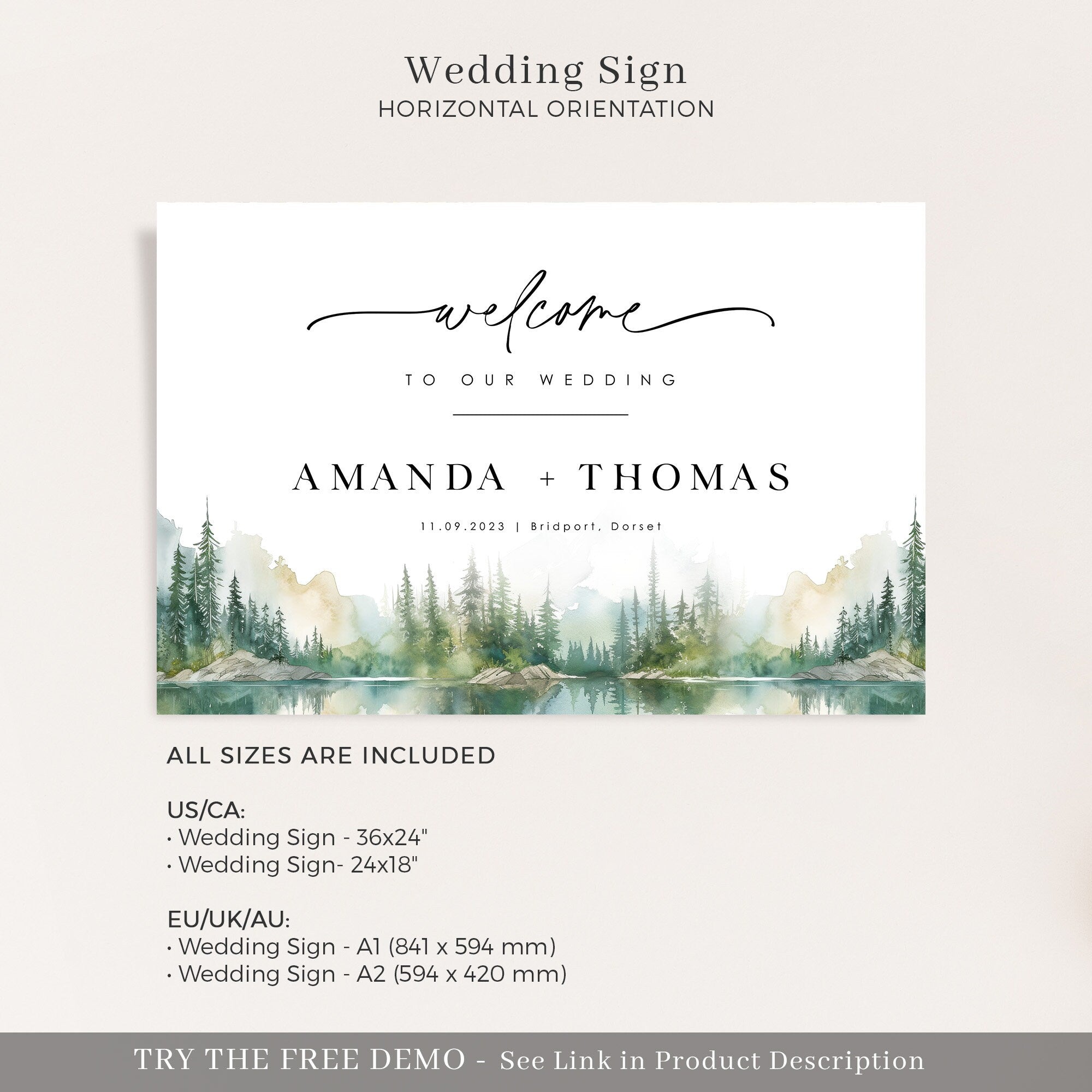 ARNA Mountain Welcome Sign Wedding