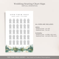 ARNA Mountain Wedding Seating Chart Template Printable