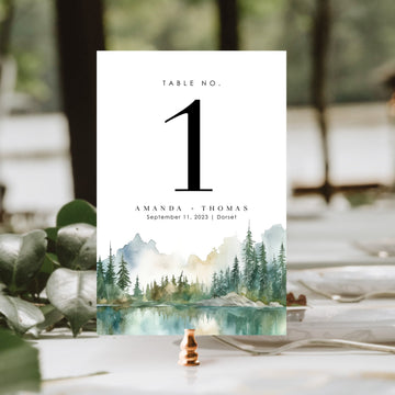 ARNA Mountain Wedding Table Numbers Printable