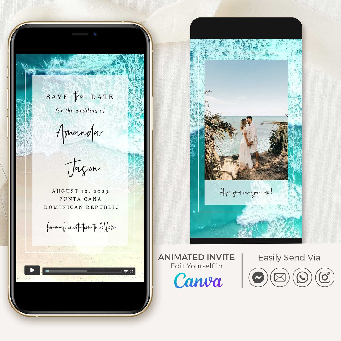 Beach Save the Date Marriage Video Template
