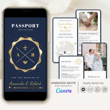 Navy Passport Wedding Invitation Video Template