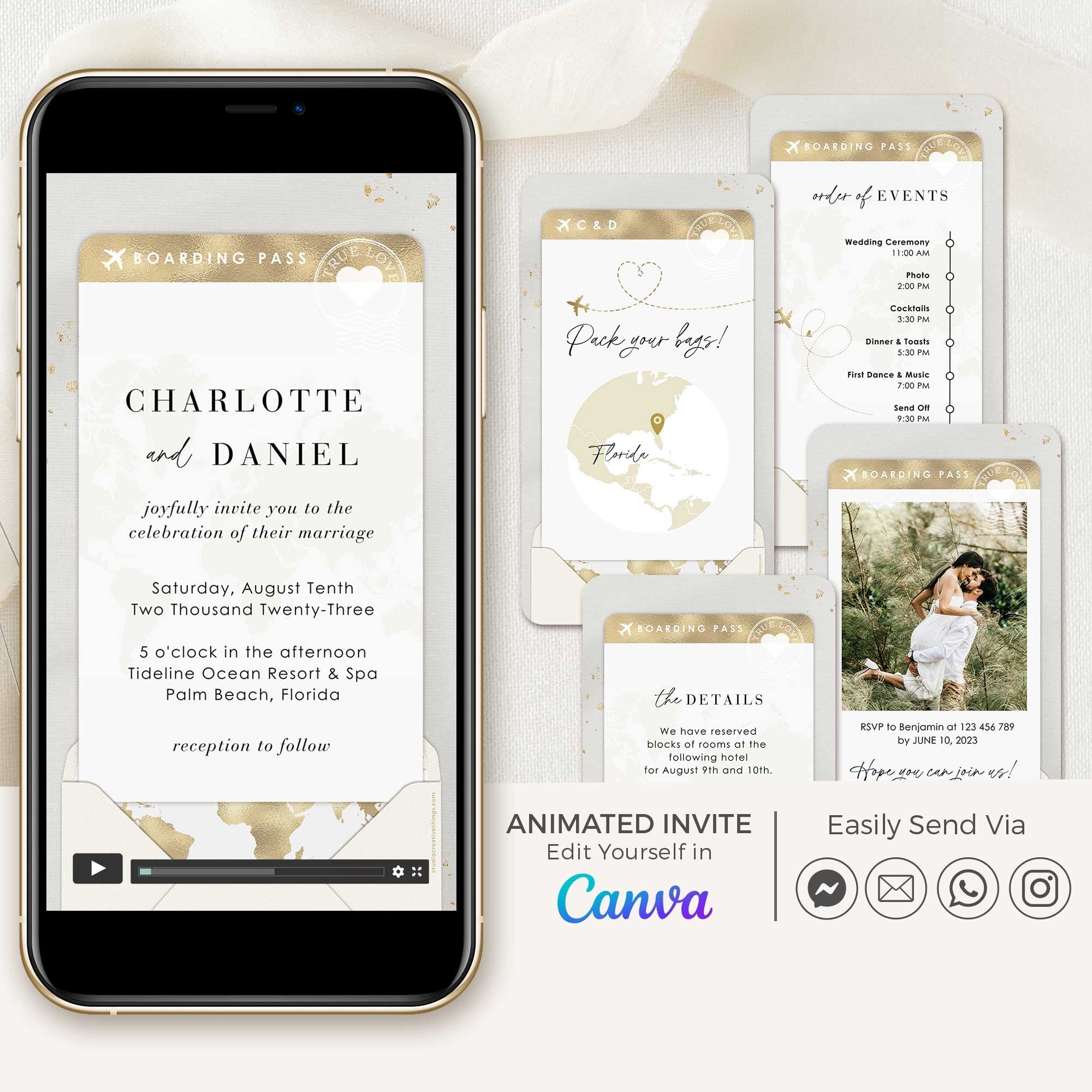 Boarding Pass Wedding Invitation Video Template
