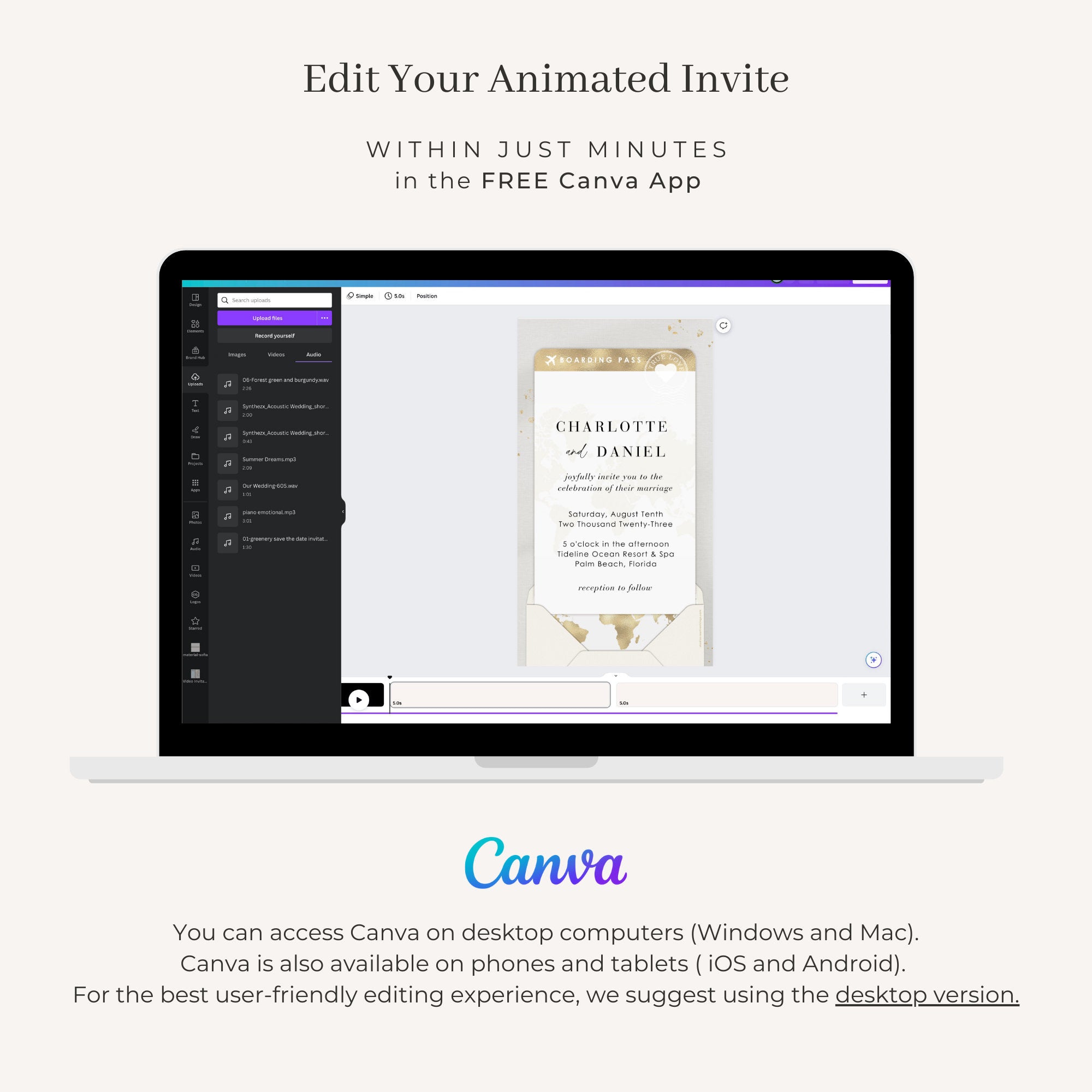 Boarding Pass Wedding Invitation Video Template
