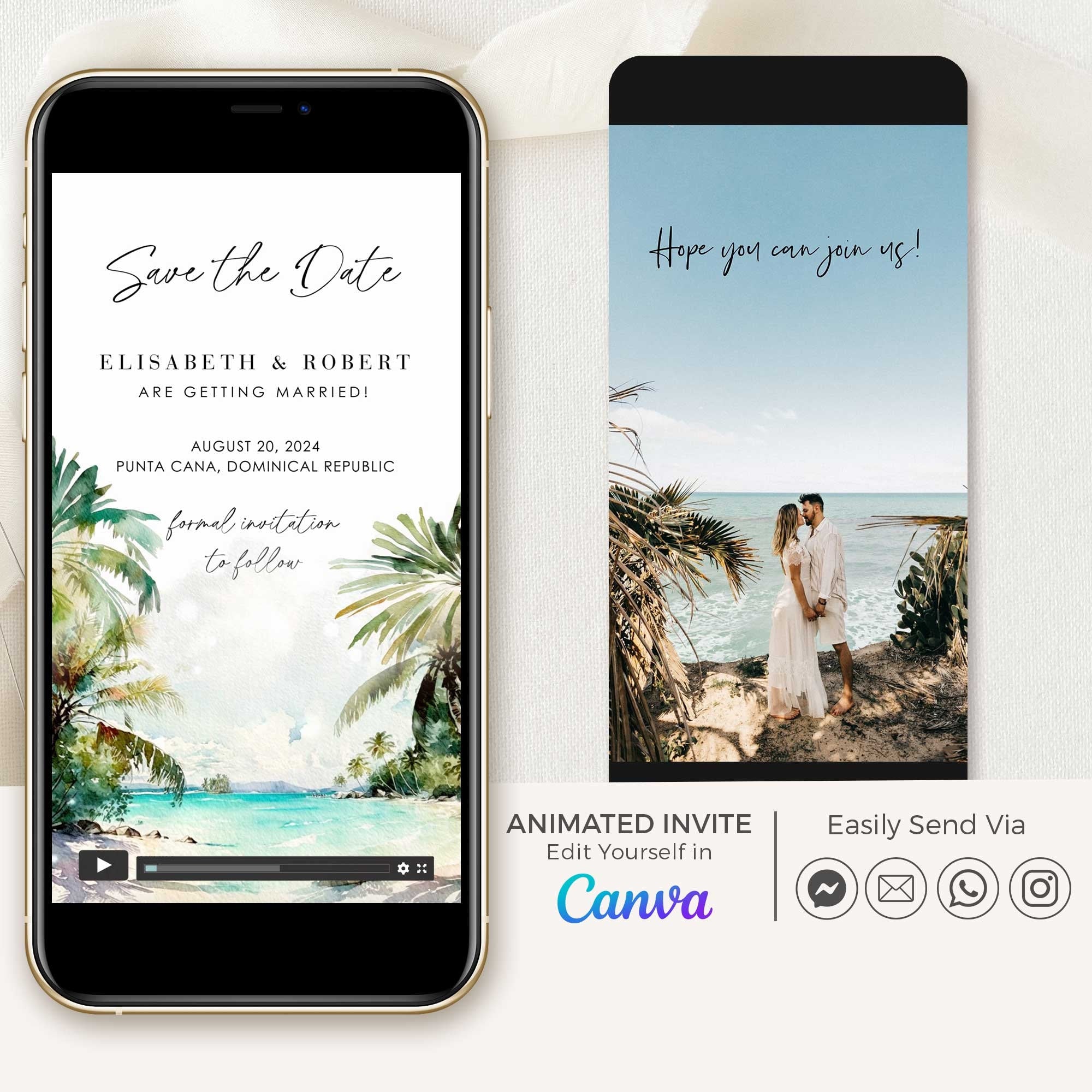 Destination Wedding Video Save the Date Template