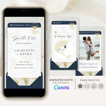 Navy Boarding Pass Save the Date Video Template