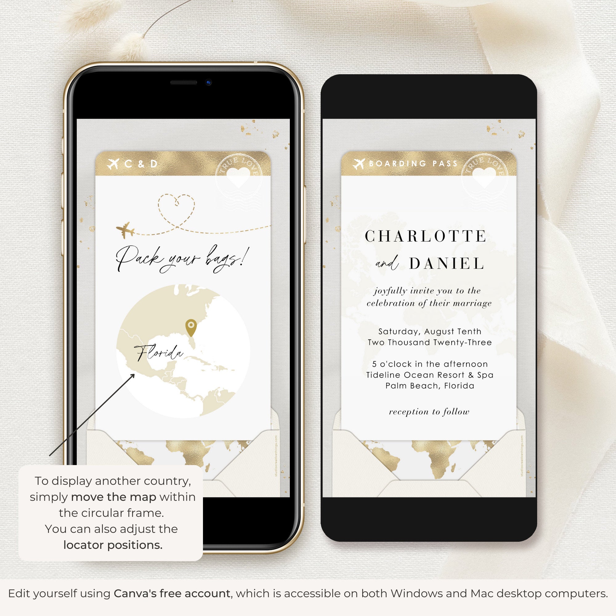 Boarding Pass Wedding Invitation Video Template
