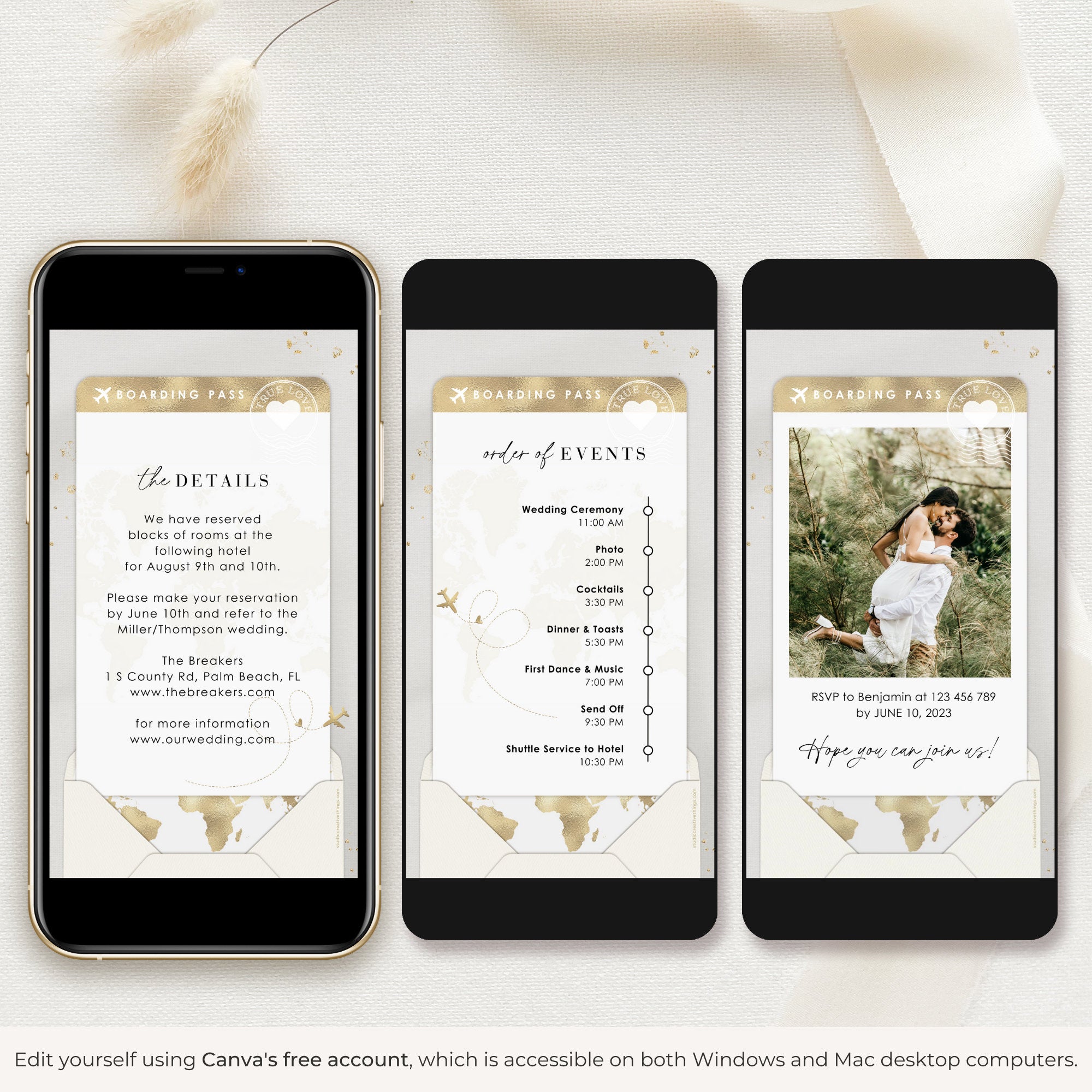 Boarding Pass Wedding Invitation Video Template