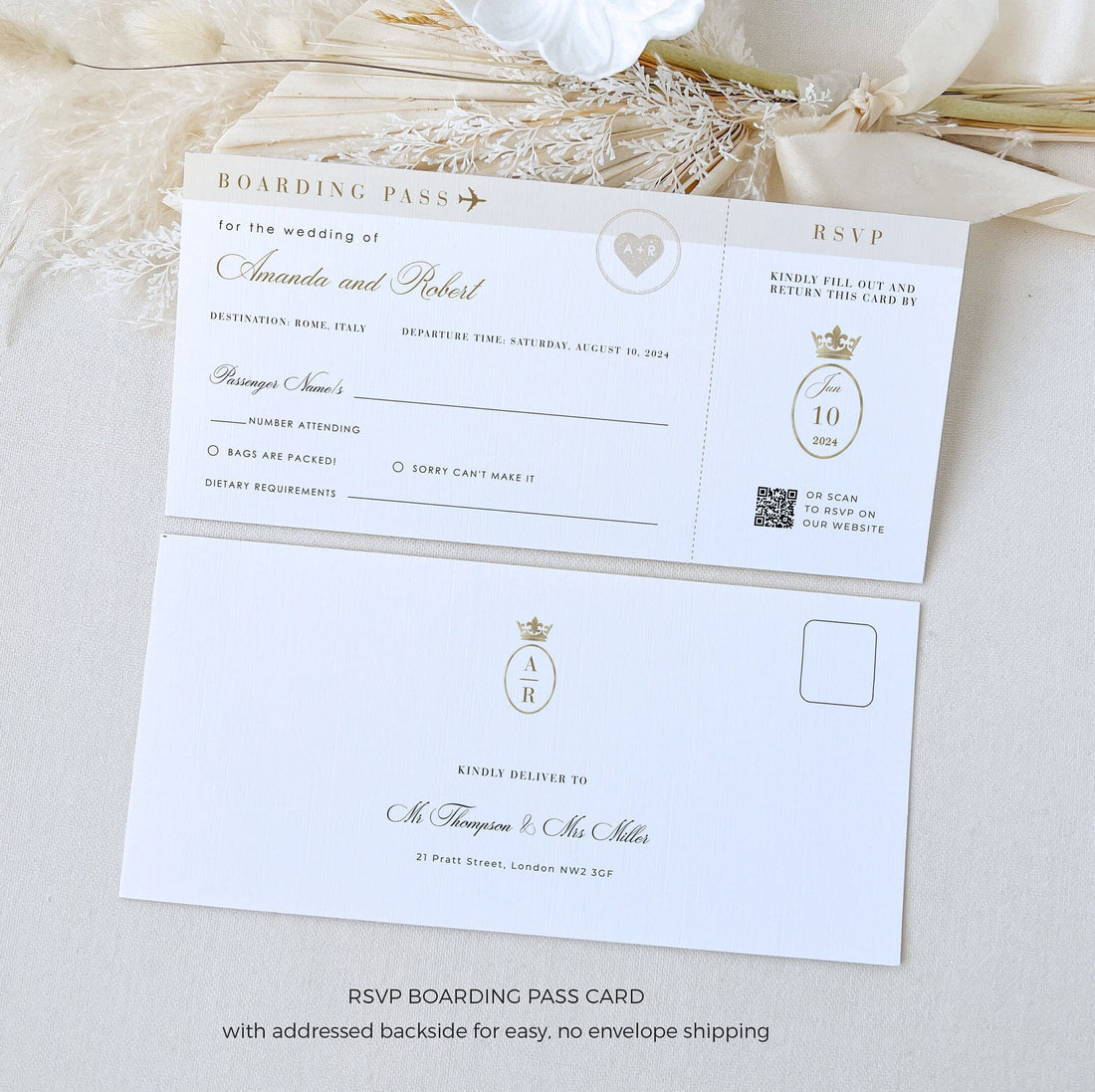 White & Gold Passport Wedding Invitation Template