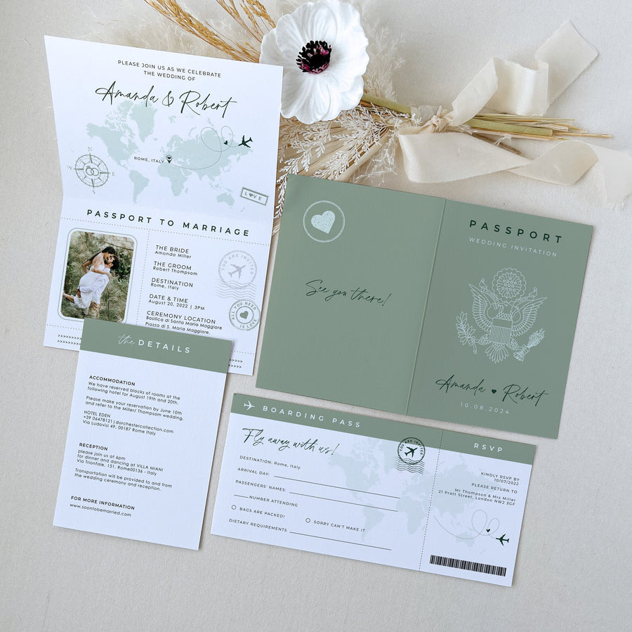 USA Passport Wedding Invitation Printable Template